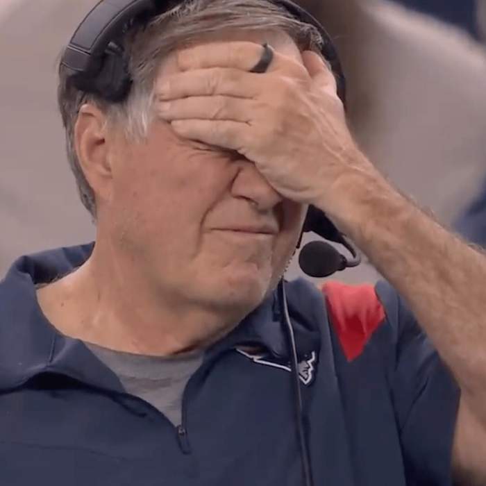 Patriots - Bill Belichick Hand Over Face
